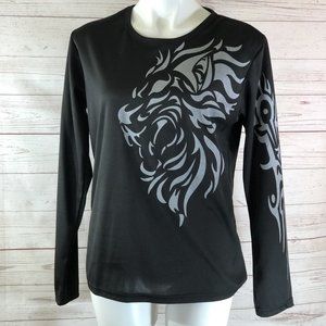Zacard Youth Junior Size XXL Black Reflective Lion Print Long Sleeve T-Shirt Top